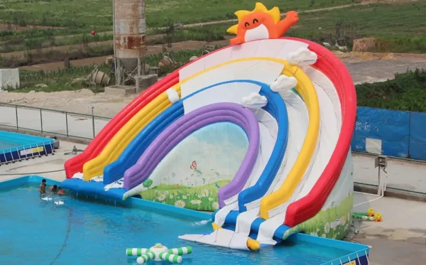 AOYU Huge Long Lange Children's Amusement Swimming Pool Inflatable Dolphin Water Park Equipment For Sale Slide