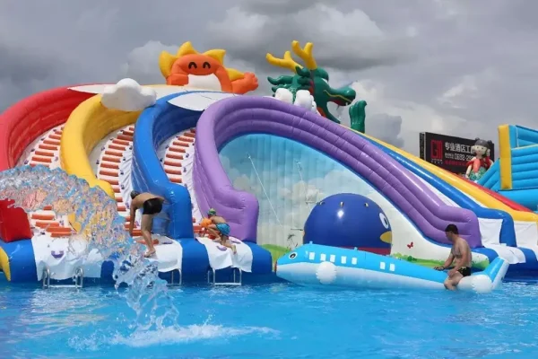 AOYU Huge Long Lange Children's Amusement Swimming Pool Inflatable Dolphin Water Park Equipment For Sale Slide - 图片 3